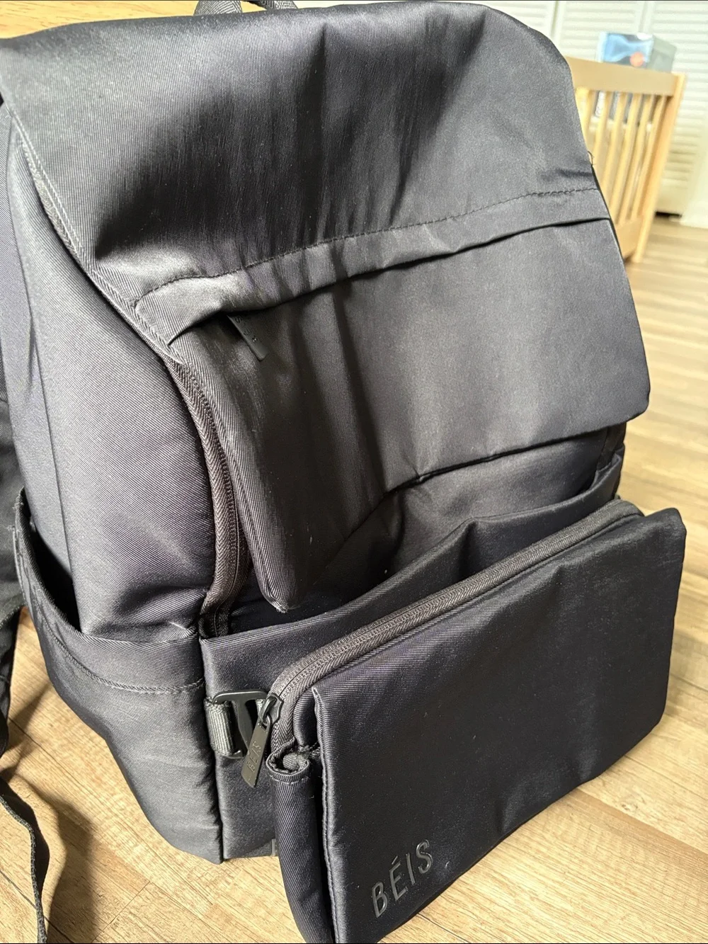 BEIS ultimate diaper backpack with Matching Pouch - black